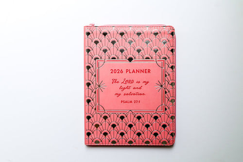 2026 NKJV 16-Month Scripture Planner, Zippered Leathersoft, Pink, The Lord Is My Light
