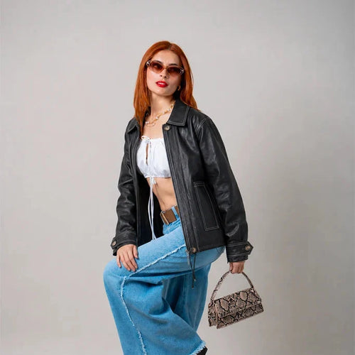 26 CHAQUETA CONTRASTE EFECTO PIEL 8762.