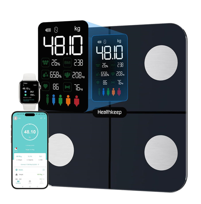 Báscula Digital Alta Precisión Con Pantalla LED Healthkeep Bluetooth (15 Analizadores)