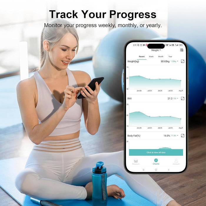 Báscula Digital Alta Precisión Con Pantalla LED Healthkeep Bluetooth (15 Analizadores)