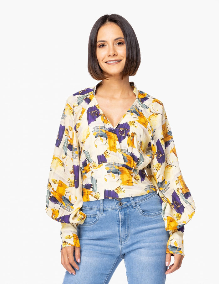 Blusa Essencia Mangas Largas Estampado para Damas