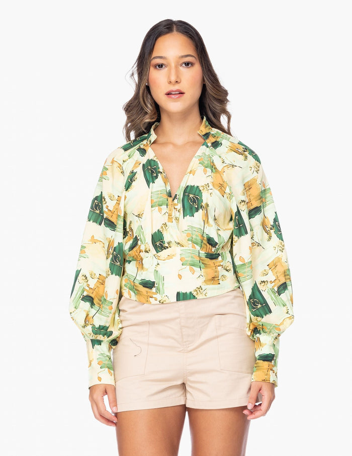 Blusa Essencia Mangas Largas Estampado para Damas