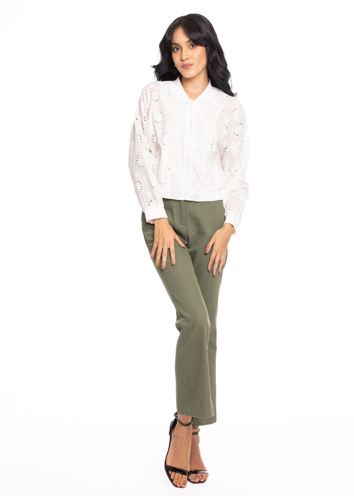 Blusa Essencia Mangas Largas Lisa Encaje para Damas