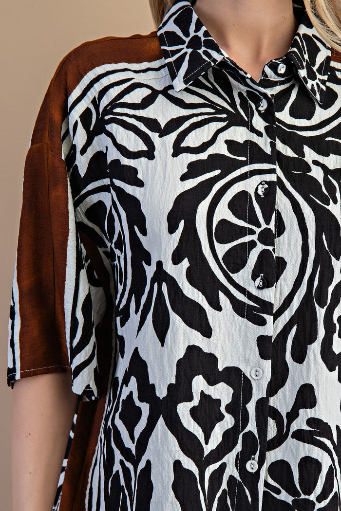 Blusa Gigio Mangas Cortas Estampado para Damas