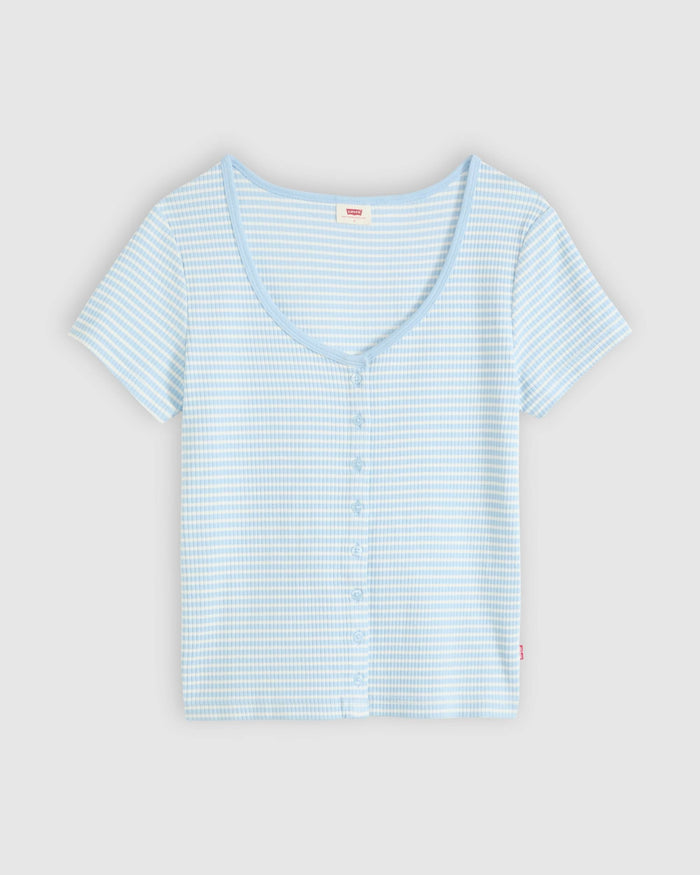 Blusa Levis Mangas Cortas Rayas Bots para Damas