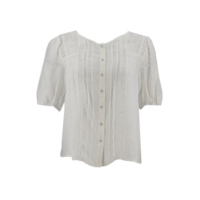 Blusa Zac & Rachel Mangas Cortas Lisa Encaje para Damas