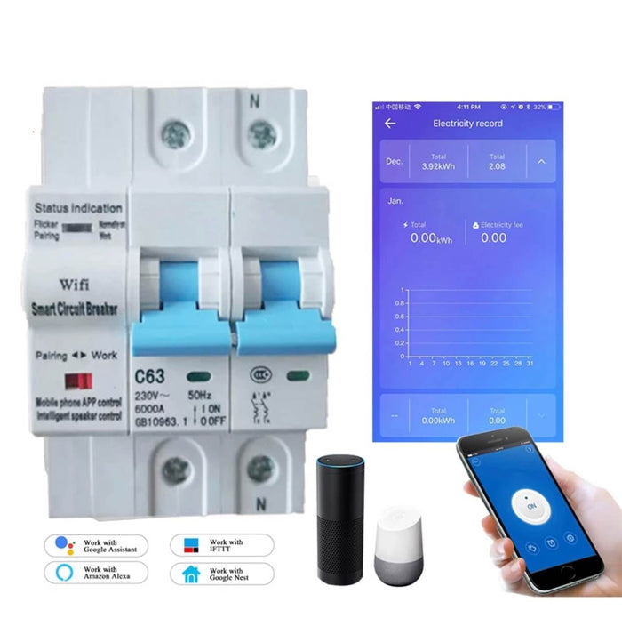 Breaker WIFI Inteligente 63A (Monitor Energía)