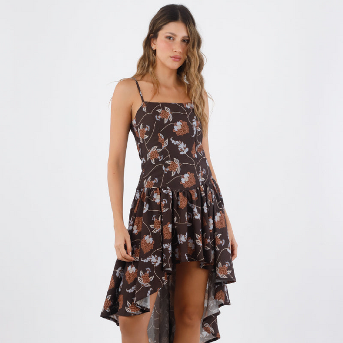 Brown Print Zahara Long Dress