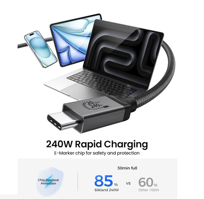 Cable Thunderbolt 4 USB C a USB C 1M 240W (40Gbps)