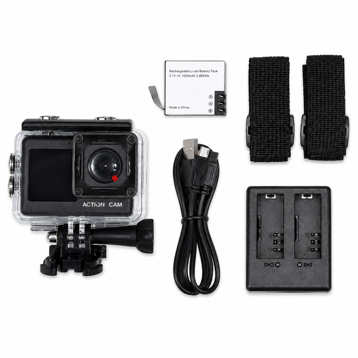 Cámara Sport Full HD 1080P Con Carcasa Impermeable Y Accesorios