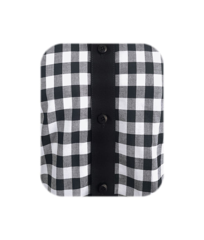 Camisa a cuadros blancos y negros manga larga slim hombre XS a 10XL