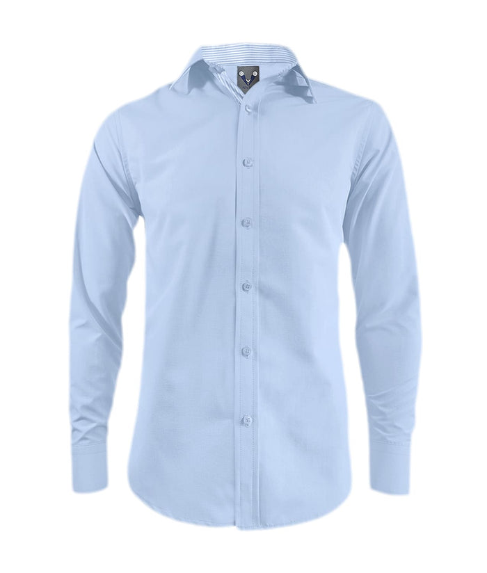 Camisa azul contraste en rayas manga larga hombre XS a 10XL