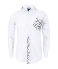 Camisa blanca con bolsillo estampado manga larga slim hombre XS a 10XL