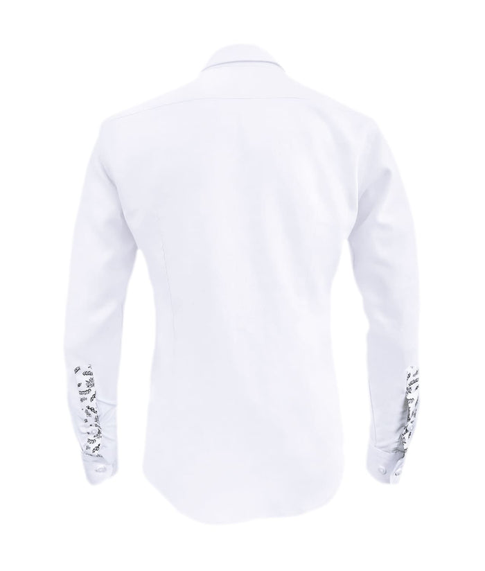 Camisa blanca con bolsillo estampado manga larga slim hombre XS a 10XL