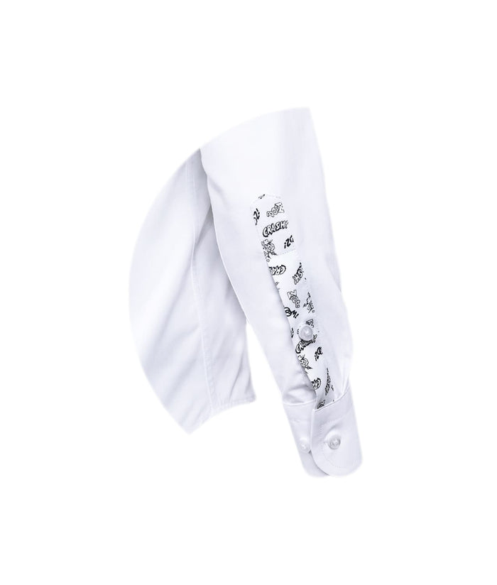 Camisa blanca con bolsillo estampado manga larga slim hombre XS a 10XL
