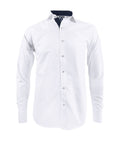 Camisa blanca con contraste azul slim fit manga larga hombre XS a 10XL