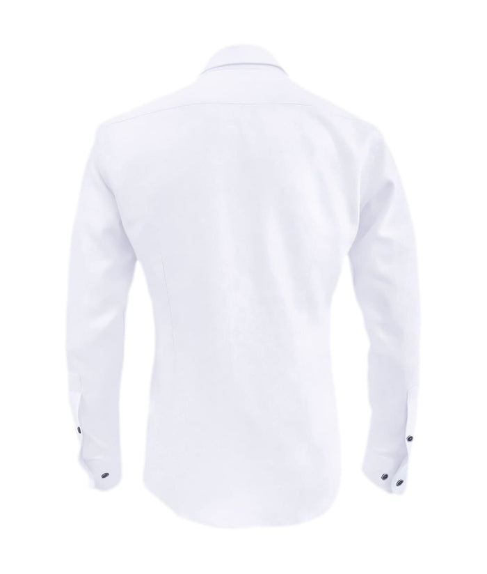 Camisa blanca contraste rojo y azul manga larga slim hombre XS a 10XL