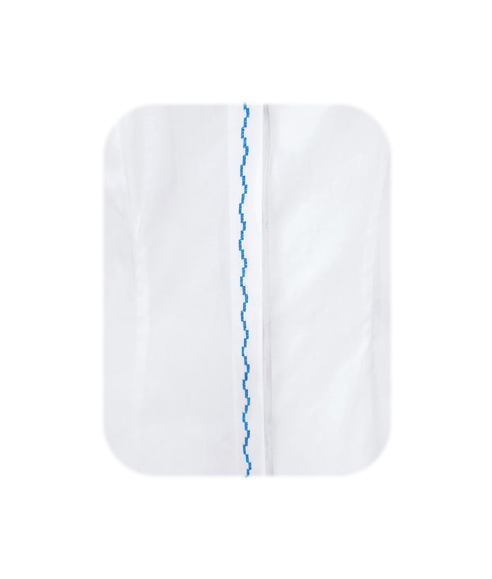 Camisa Blusa Blanca Bordada botonadura escondida Azul Mujer XS a 10XL