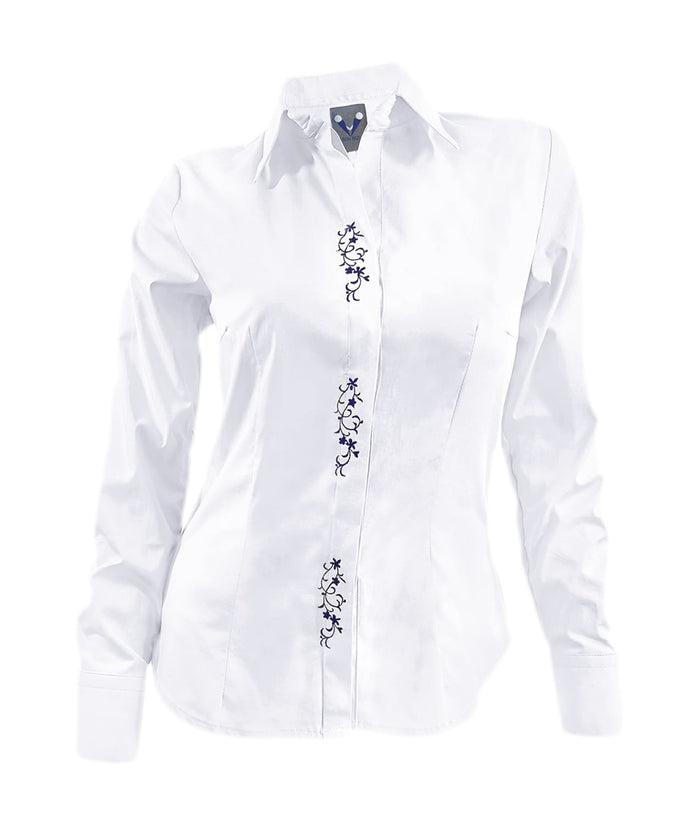 Camisa blusa blanca bordada en algodón manga larga mujer XS a 10XL