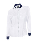 Camisa blusa blanca con azul oscuro en contraste manga larga mujer XS a 10XL