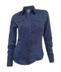 Camisa blusa denim con bolsillos bordada manga larga mujer XS a 10XL