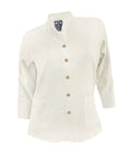 Camisa blusa lino marfil ocasión casual manga 3/4 para mujer XS a 10XL