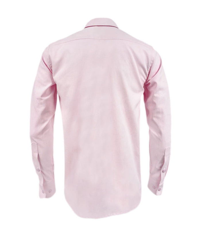 Camisa en oxford rosada manga larga slim fit para hombre XS a 10XL
