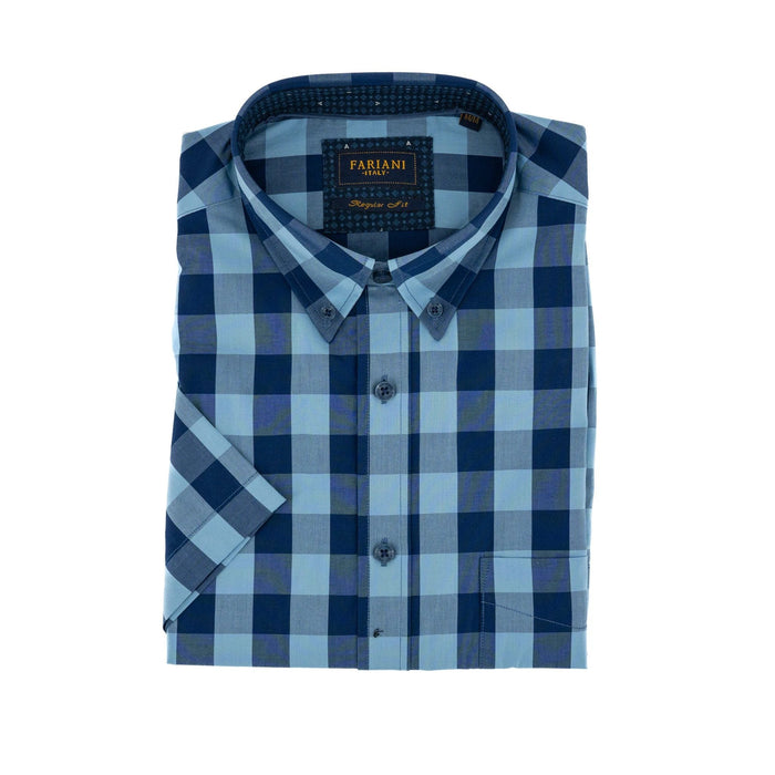 Camisa Fariani Mangas Cortas Cuadros P/ Caballeros by Fariani