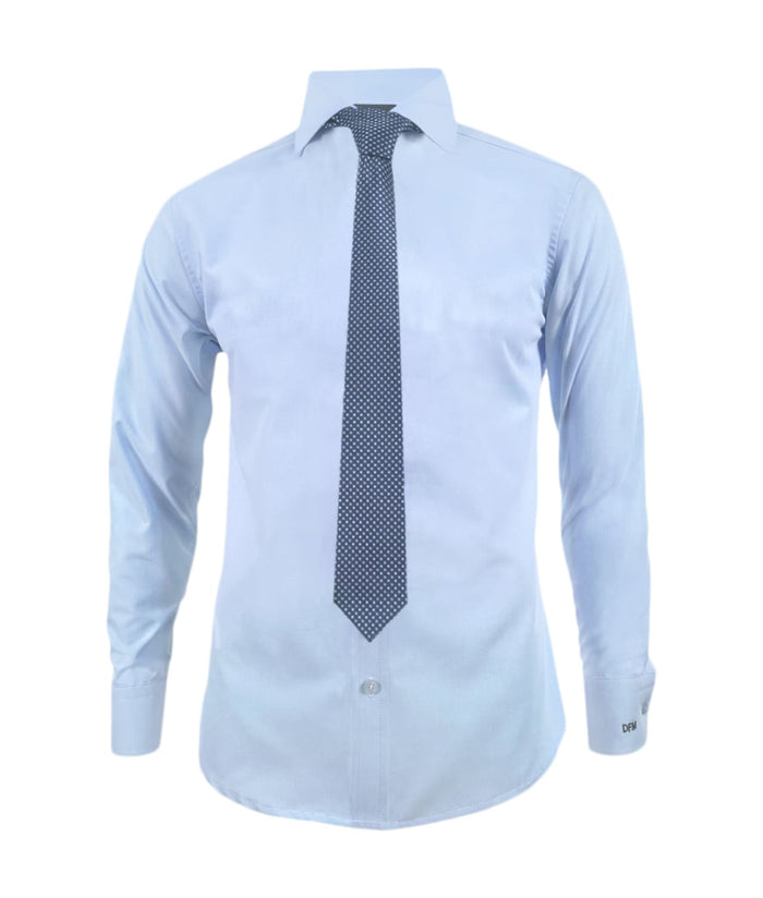 Camisa formal azul claro con iniciales manga larga hombre XS a 10XL