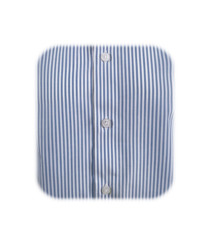 Camisa formal azul con rayas cuello y puños para mancornas blancos hombre XS a 10XL