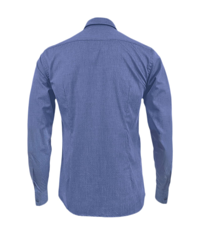 Camisa formal azul hortensia slim fit manga larga para hombre XS a 10XL