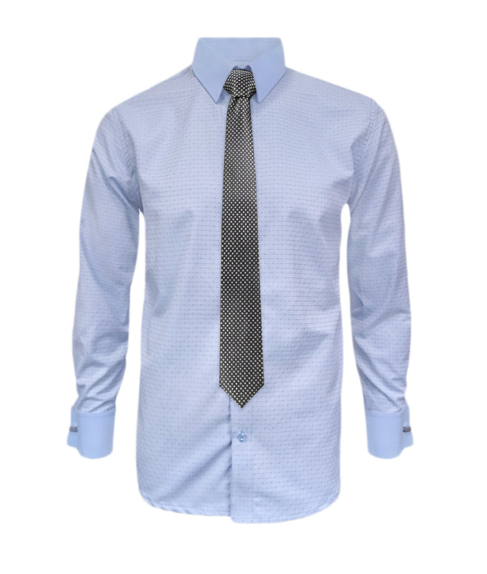 Camisa Formal Color Azul Claro Puño Para Mancornas Slim Fit Hombre XS a 10XL
