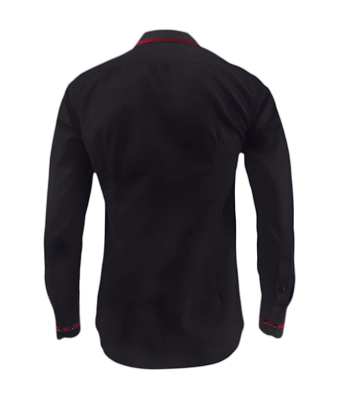 Camisa formal negra con contraste vino tinto slim fit hombre XS a 10XL