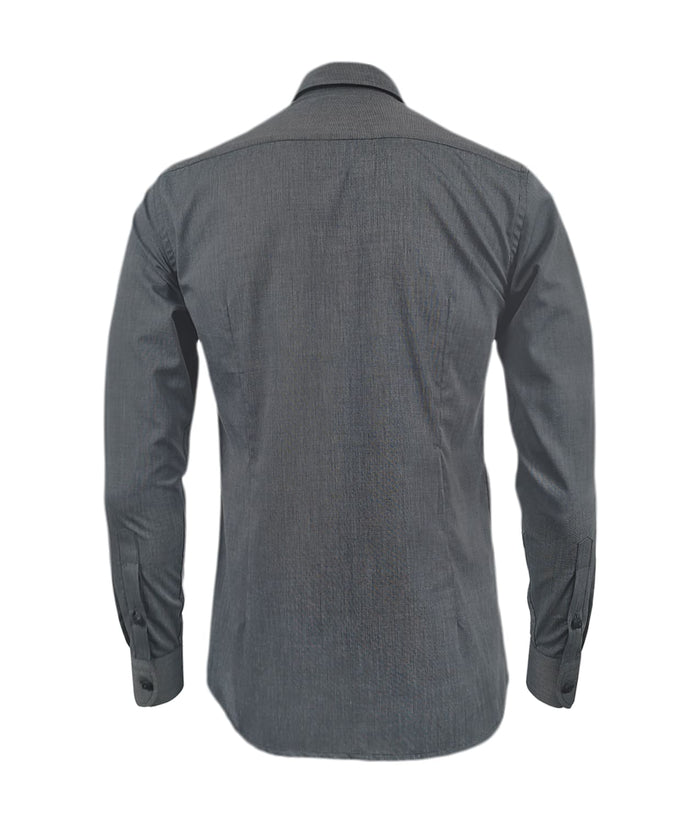 Camisa gris oscuro sin bolsillo manga larga slim para hombre XS a 10XL