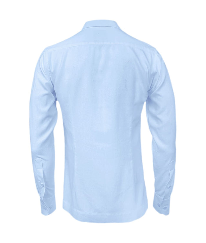 Camisa guayabera lino azul claro con alforzas bordada manga larga XS a 10XL