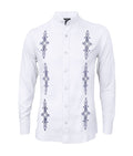 Camisa guayabera lino blanco bordada manga larga hombre XS a 10XL