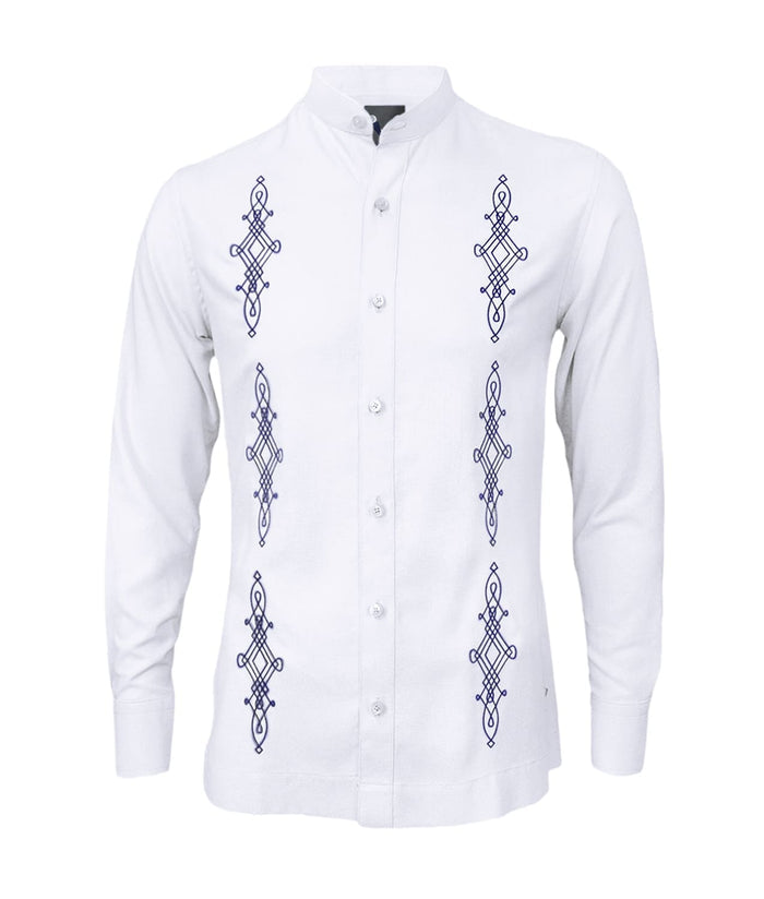 Camisa guayabera lino blanco bordada manga larga hombre XS a 10XL