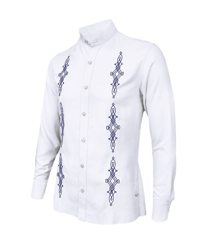 Camisa guayabera lino blanco bordada manga larga hombre XS a 10XL