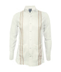 Camisa guayabera lino marfil con bolsillos bordada manga larga XS a 10XL