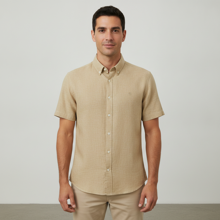 Camisa Members Only Mangas Cortas Lisa para Caballeros con modelo (AI)