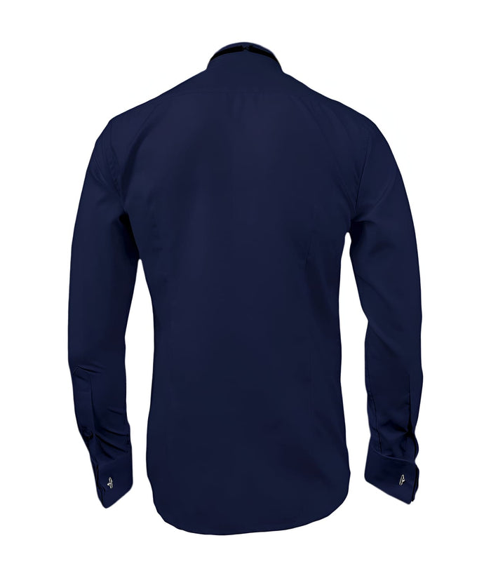 Camisa smoking azul oscuro puño mancornas manga larga hombre XS a 10XL