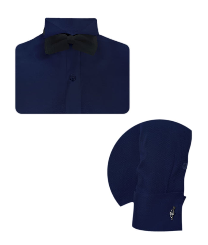 Camisa smoking azul oscuro puño mancornas manga larga hombre XS a 10XL