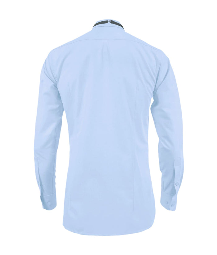 Camisa smoking cuello pajarito azul claro puño clásico manga larga para hombre XS a 10XL