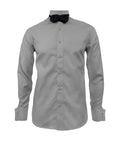 Camisa smoking cuello pajarito gris claro puño mancornas manga larga hombre XS a 10XL