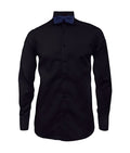 Camisa smoking cuello pajarito negra puño clásico manga larga para hombre XS a 10XL