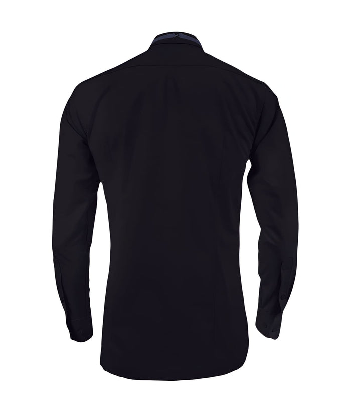 Camisa smoking cuello pajarito negra puño clásico manga larga para hombre XS a 10XL
