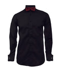 Camisa smoking negra puño mancornas manga larga hombre XS a 10XL