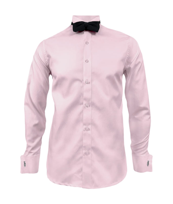 Camisa smoking rosada puño mancornas manga larga hombre XS a 10XL