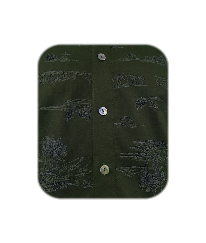 Camisa verde estampada slim fit manga larga hombre XS a 10XL
