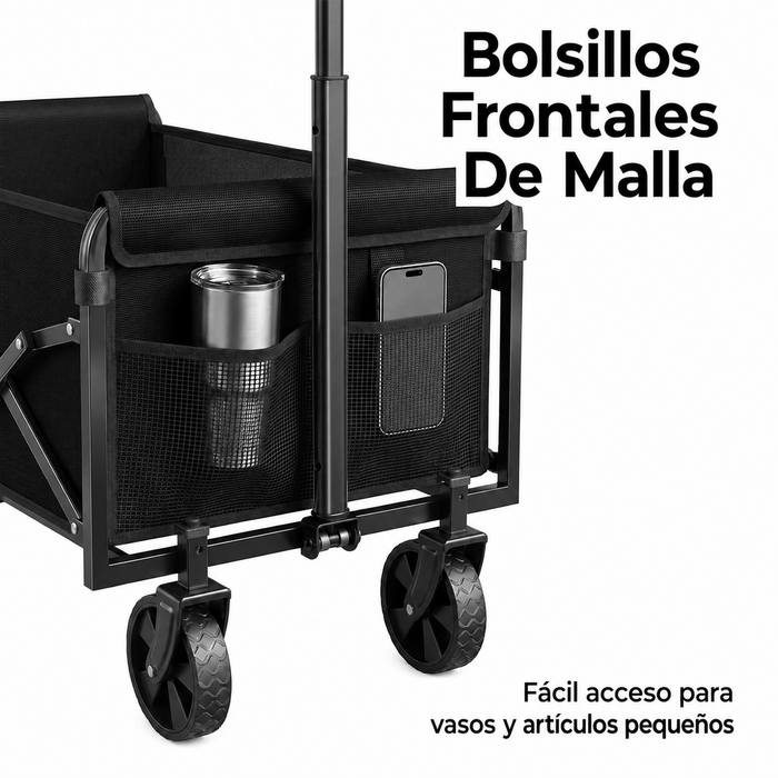 Carrito Plegable Portátil 125L 350lbs - Resistente, Compacto y Fácil de Transportar